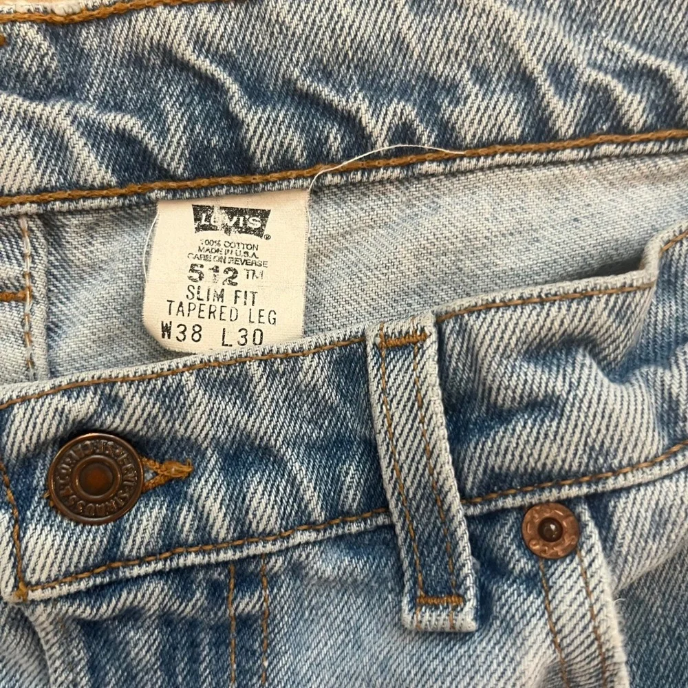 Vintage Levis 512 Slim Fit Tapered Leg Jeans Light Wash 38x30 Made in‎ USA 1996
